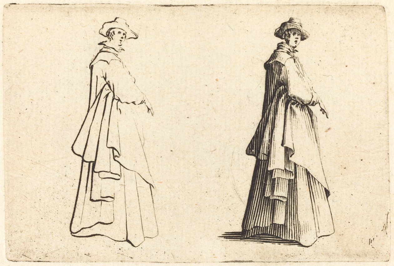 Senhora em um casaco grande de Jacques Callot