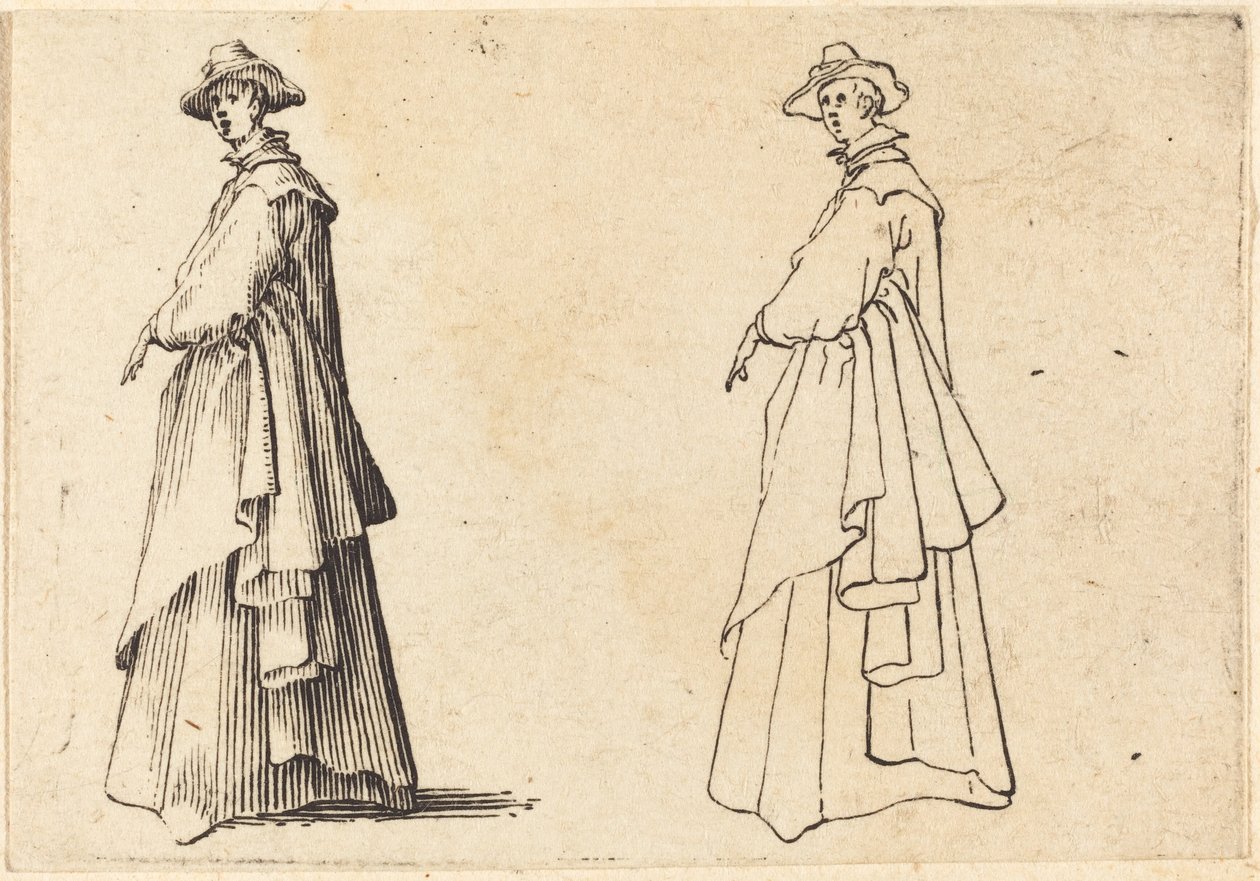 Senhora em um casaco grande de Jacques Callot