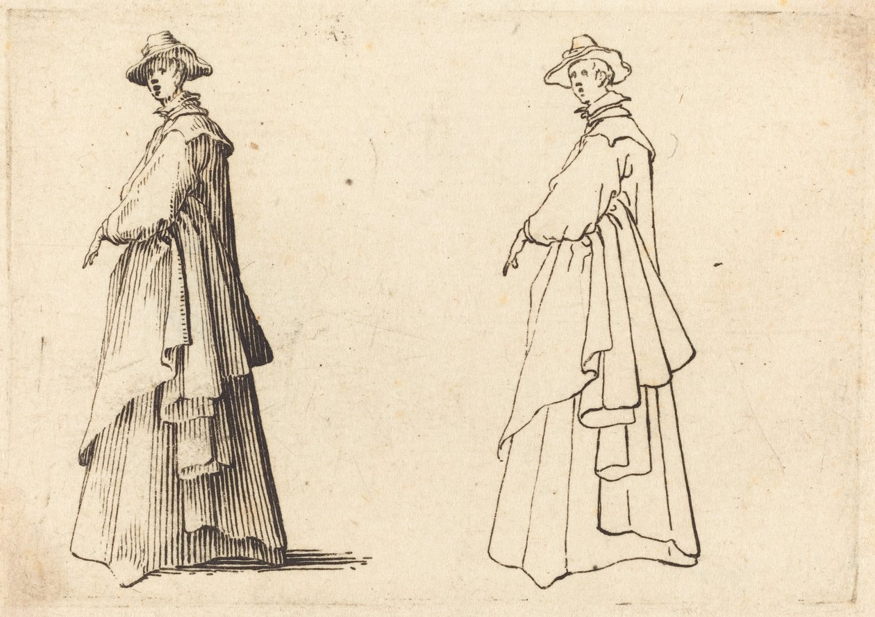Senhora em um casaco grande de Jacques Callot
