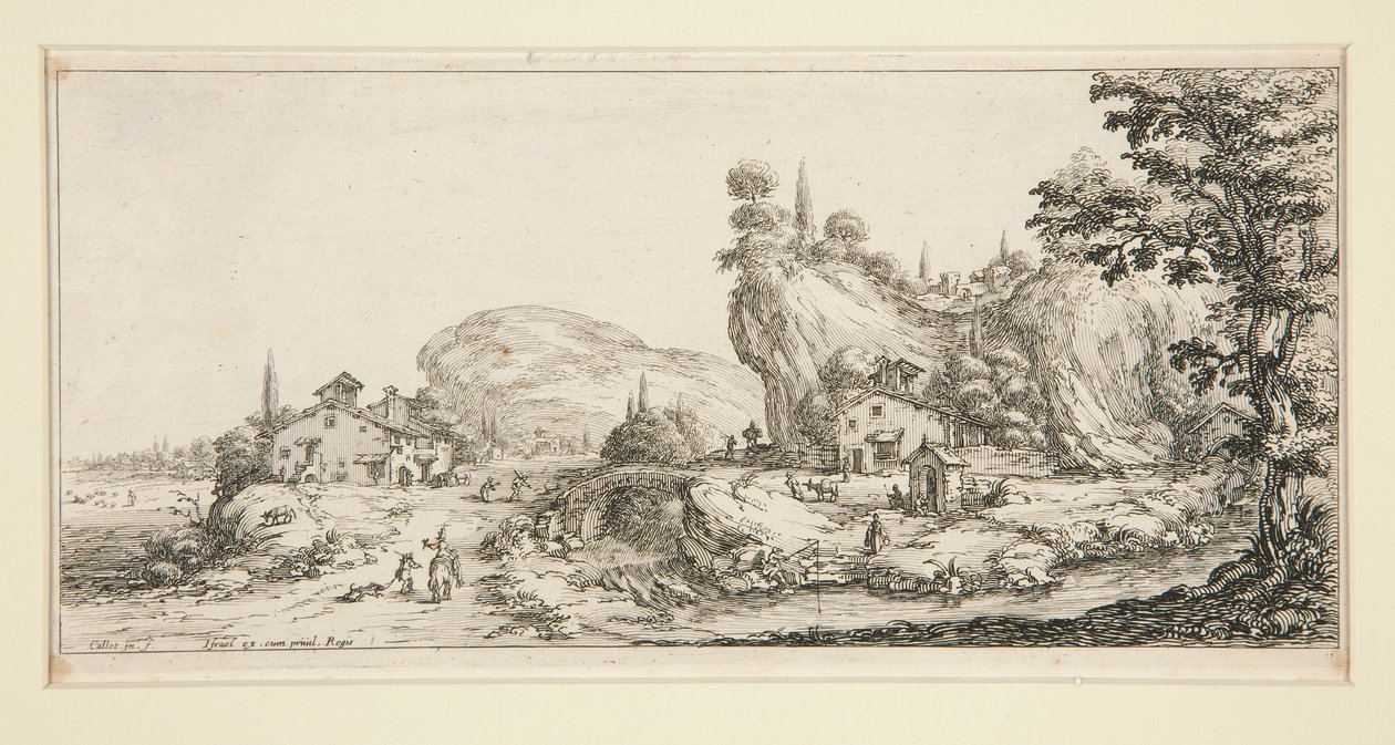 Paisagem #6 de Paisagens para Giovanni de Medici de Jacques Callot