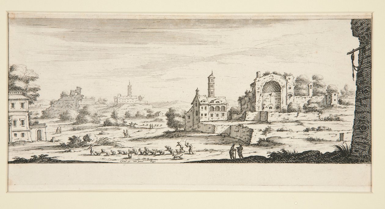 Paisagem com grandes edifícios de Jacques Callot