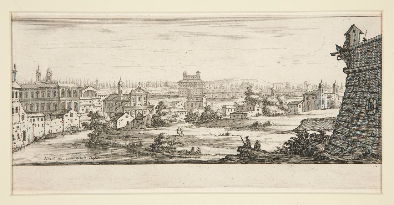 Paisagem com edifícios grandes e imponentes de Jacques Callot