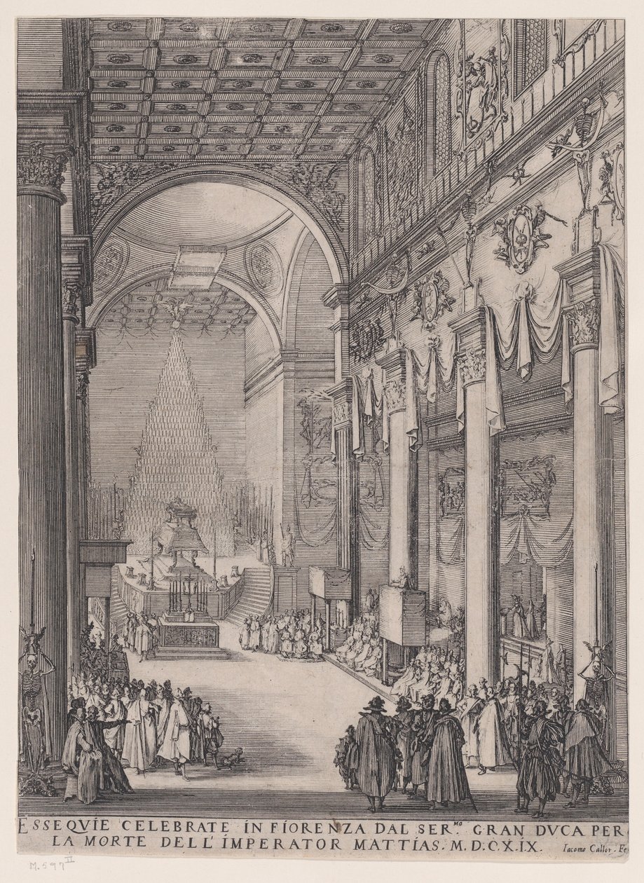 O catafalco do imperador Mathias, também chamado O pequeno pregador, A capela funerária de Florença e Réquiem do imperador Mathias de Jacques Callot