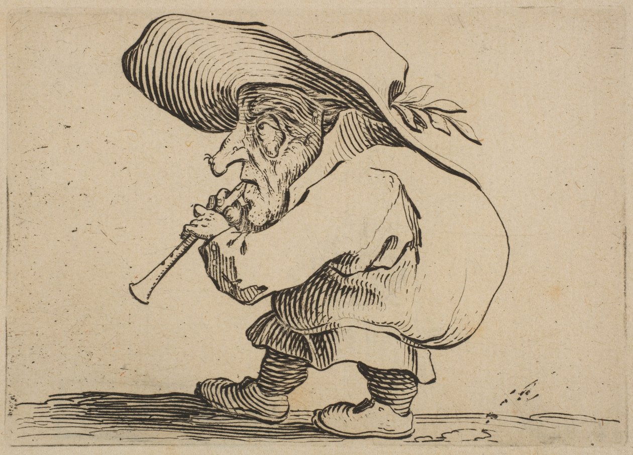 Le Joueur de Flageolet O Flageolet Player, de Varie Figure Gobbi, suíte chamada de ..., 1616-22. de Jacques Callot