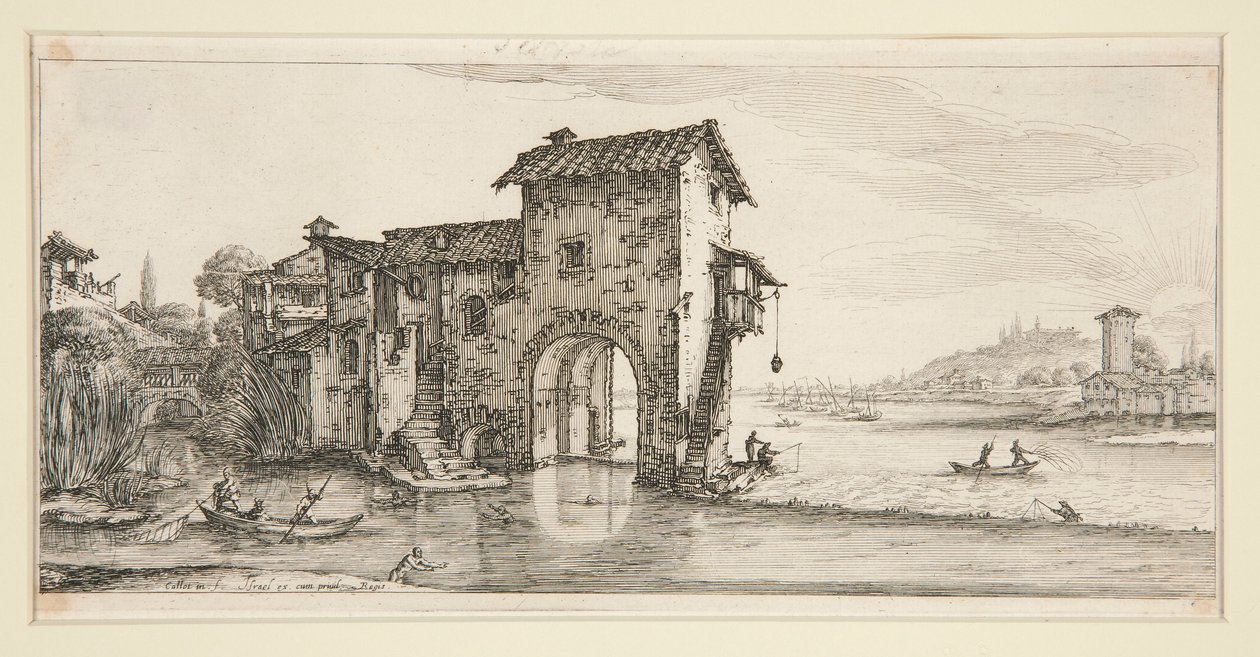 Le moulin a eau (O Moinho sobre a Água), de Landscapes para Giovanni de Medici de Jacques Callot