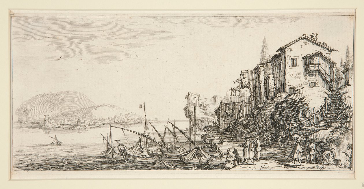 Le petit port (O pequeno porto), de Paisagens para Giovanni de Medici de Jacques Callot