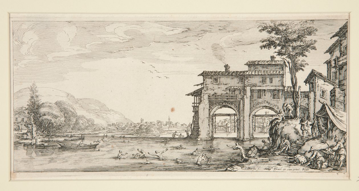 Les baigneurs (Os Padres), de Landscapes para Giovanni de Medici de Jacques Callot