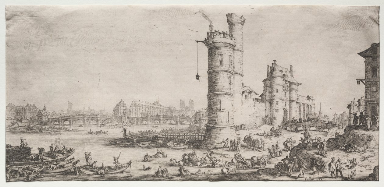As duas grandes vistas de Paris: Vista da Pont Neuf de Jacques Callot