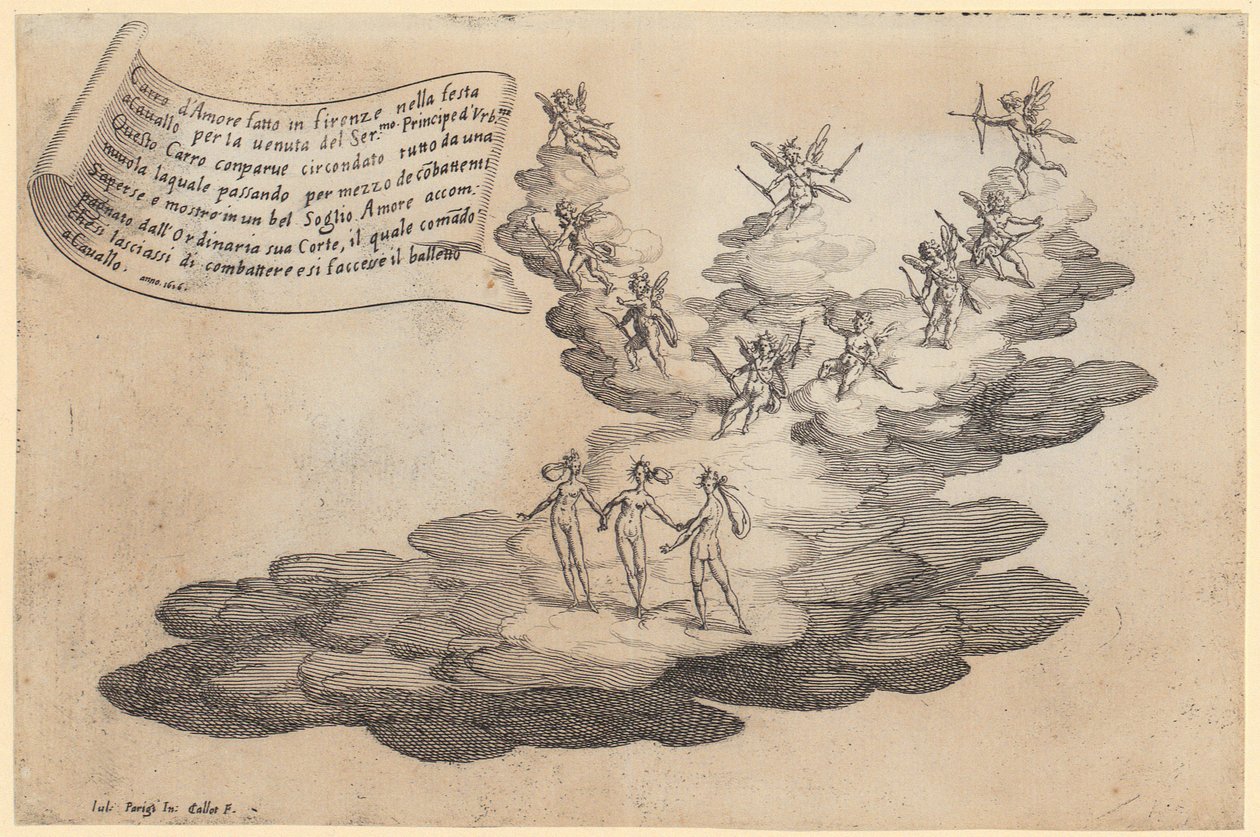 Carro do amor, prancha 5 da série «Guerra da beleza» de Jacques Callot