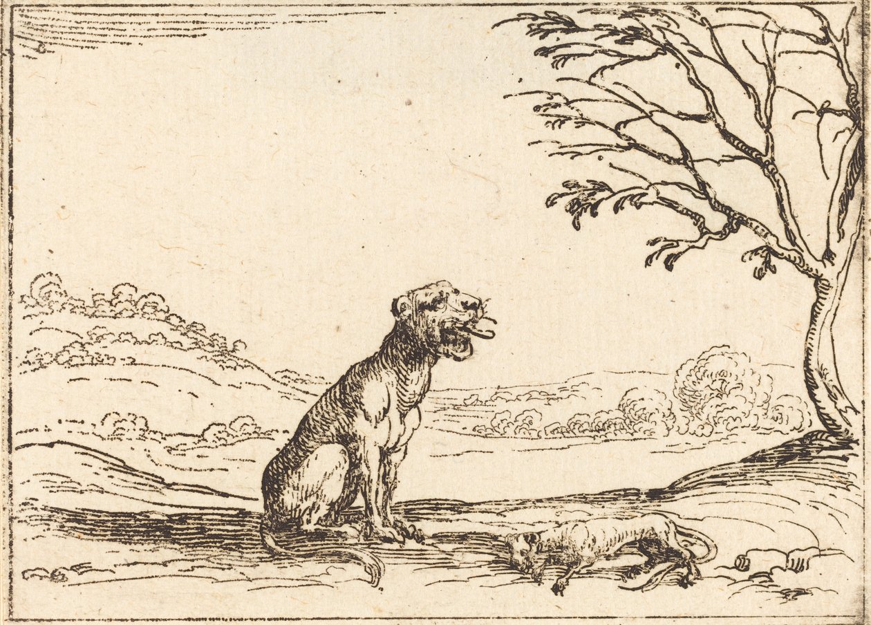 Leoa de luto por seu filhote de Jacques Callot