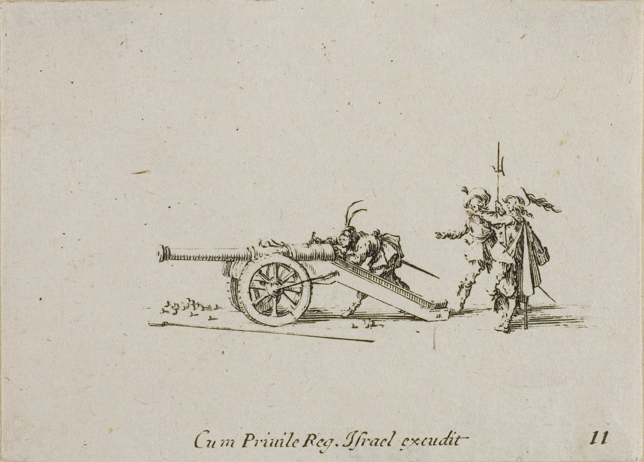 Carregando o Canon, placa onze dos Exercícios Militares de Jacques Callot