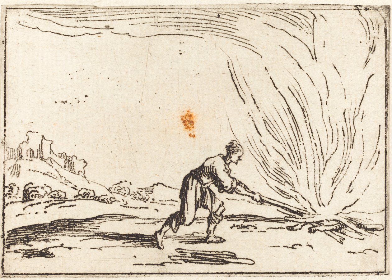 Homem assistindo a um incêndio de Jacques Callot