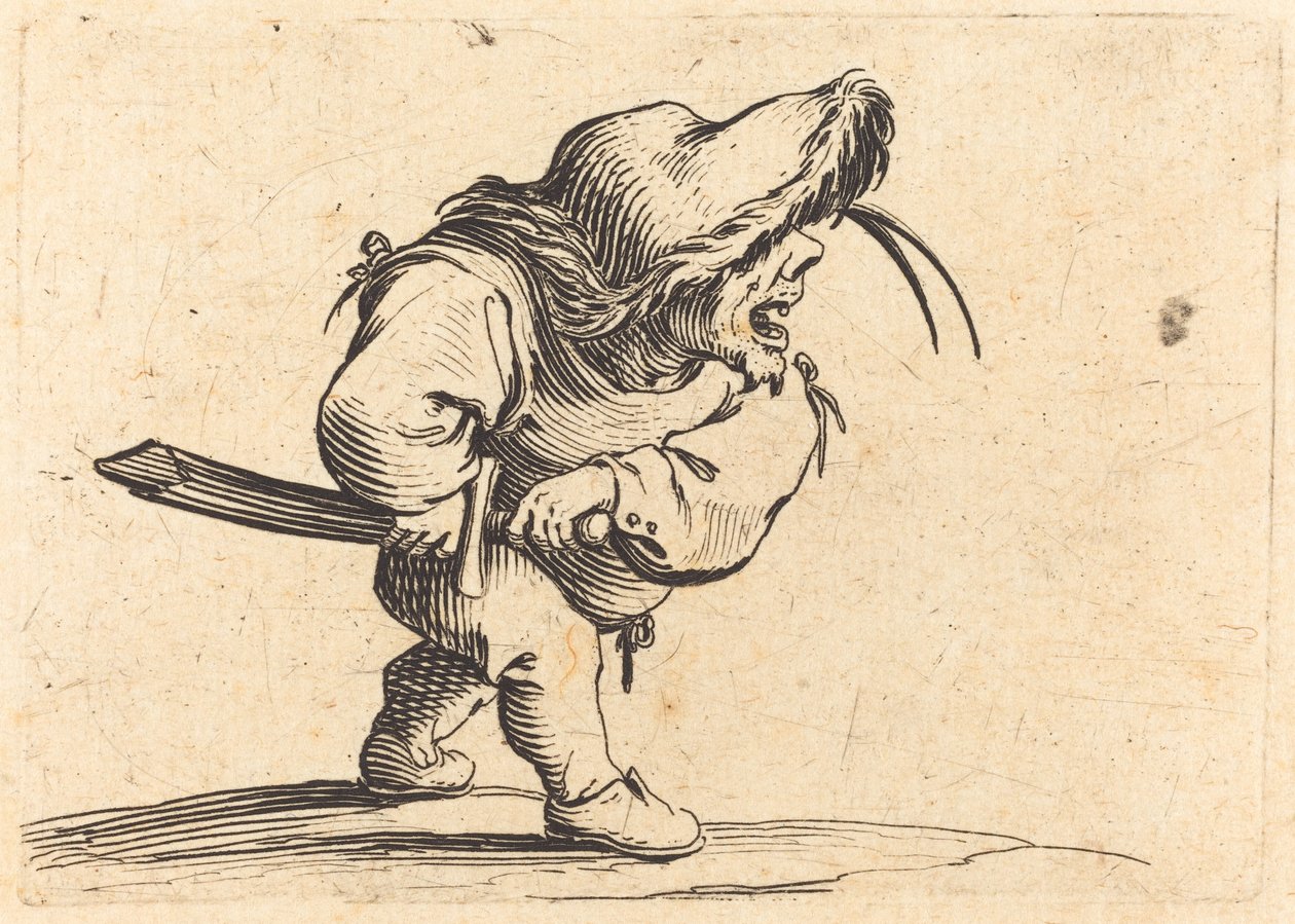 Homem se preparando para sacar sua espada de Jacques Callot