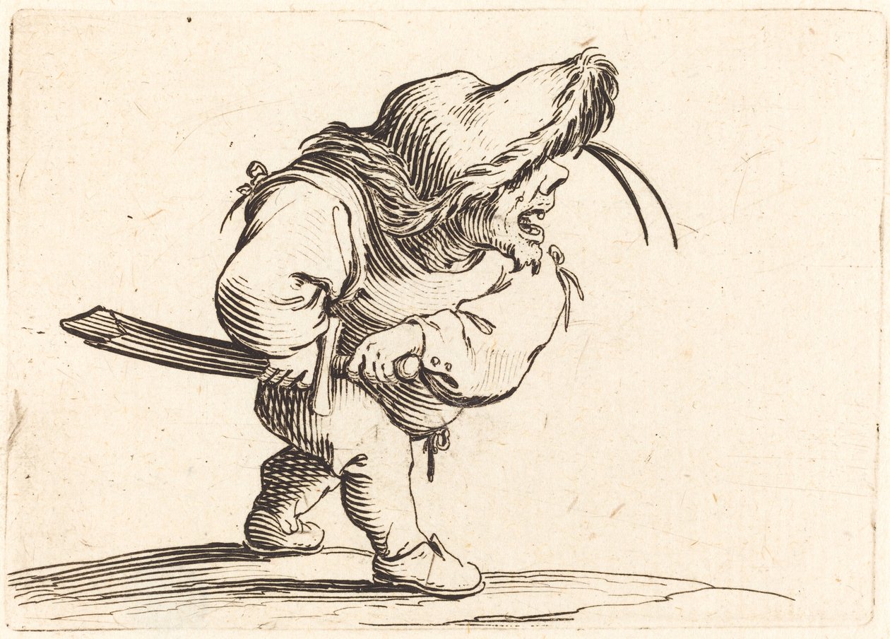 Homem se preparando para sacar sua espada, c. 1622. de Jacques Callot