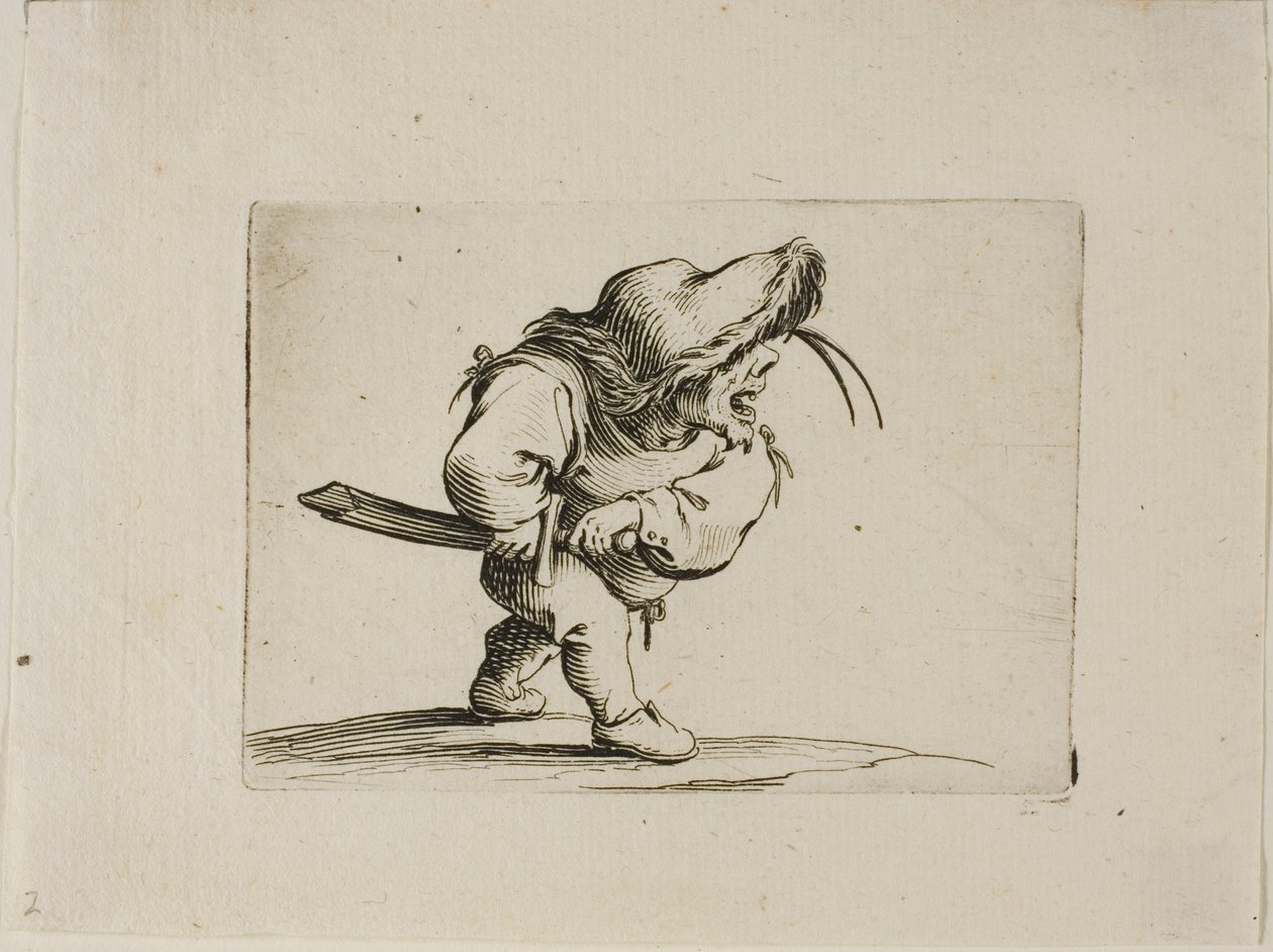 Homem se preparando para sacar sua espada, de Varie Figure Gobbi de Jacques Callot