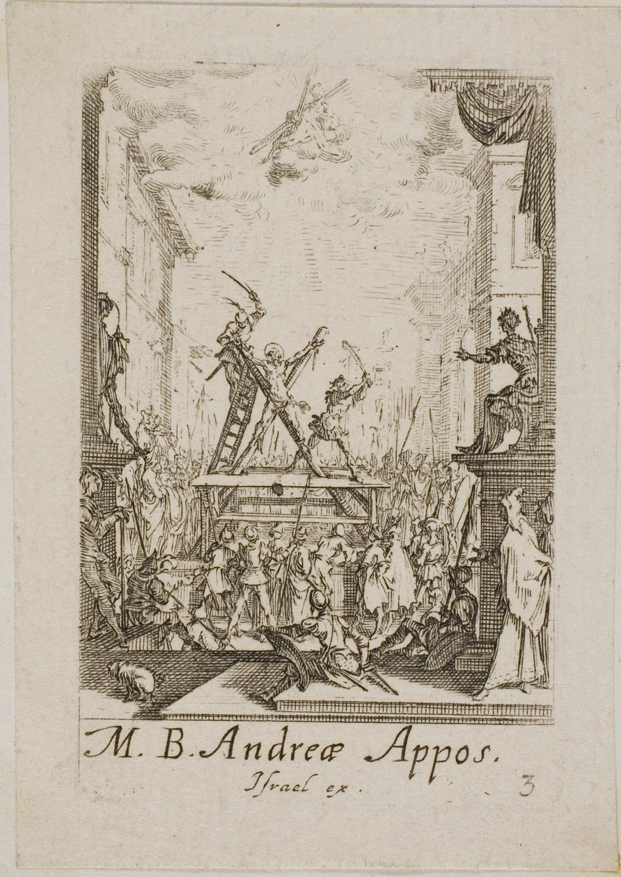 Martírio de Santo André, lâmina três de Os Martírios dos Apóstolos de Jacques Callot