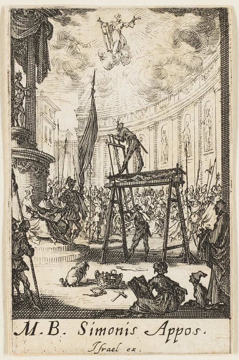Martírio de São Simão, placa dez de Os Martírios dos Apóstolos de Jacques Callot