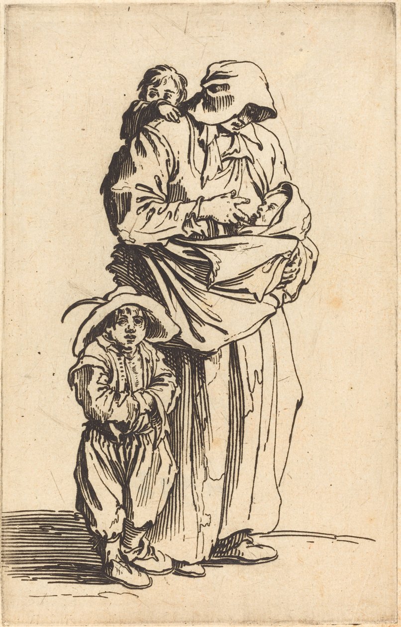 Mãe e três filhos, c. 1622. de Jacques Callot