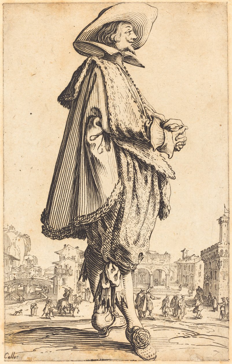 Homem nobre com as mãos postas de Jacques Callot