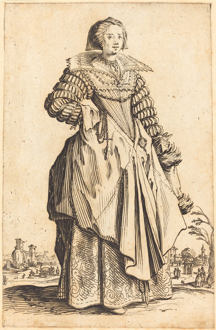 Mulher nobre com gola grande de Jacques Callot