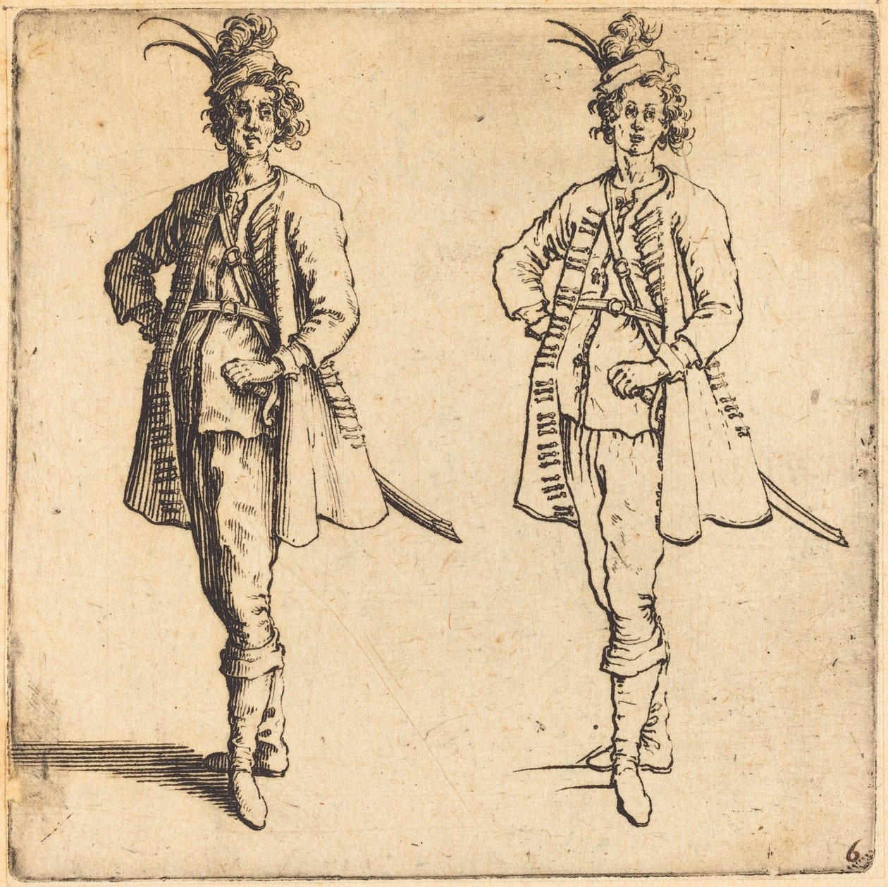 Oficial, Front View, 1617 e 1621. de Jacques Callot