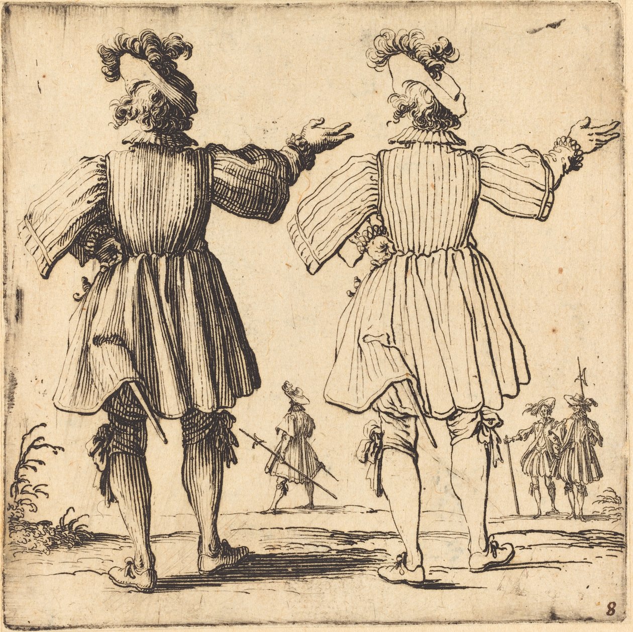 Oficial com pluma, visto de trás de Jacques Callot