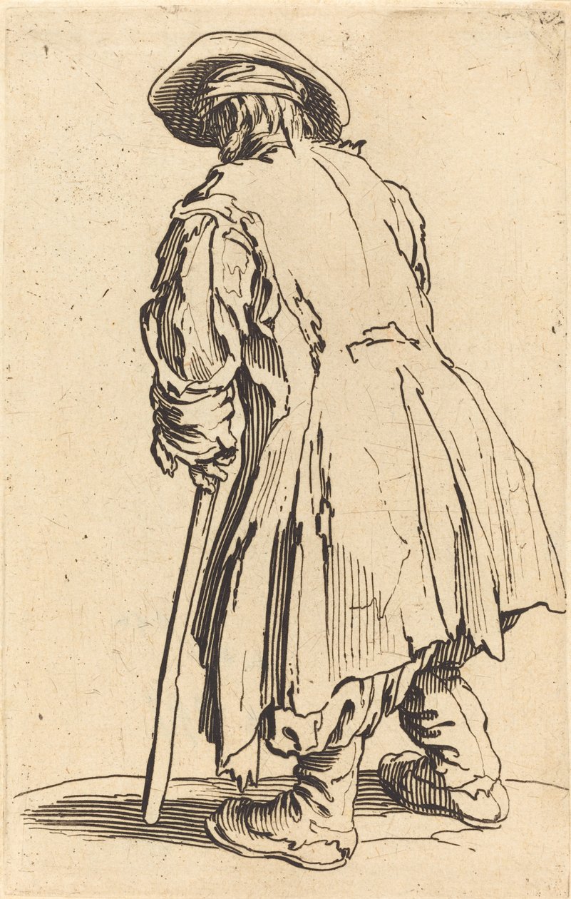 Velho mendigo com uma muleta de Jacques Callot