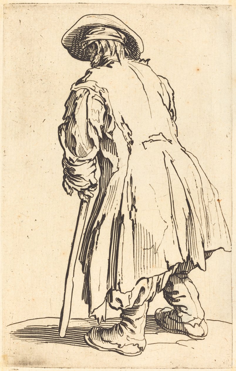 Velho mendigo com uma muleta de Jacques Callot