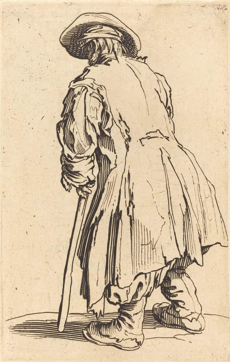 Velho mendigo com uma muleta, c.1622 de Jacques Callot