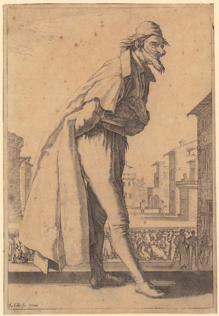 Pantalone, página 1 da série «Os Três Pantaloni» de Jacques Callot