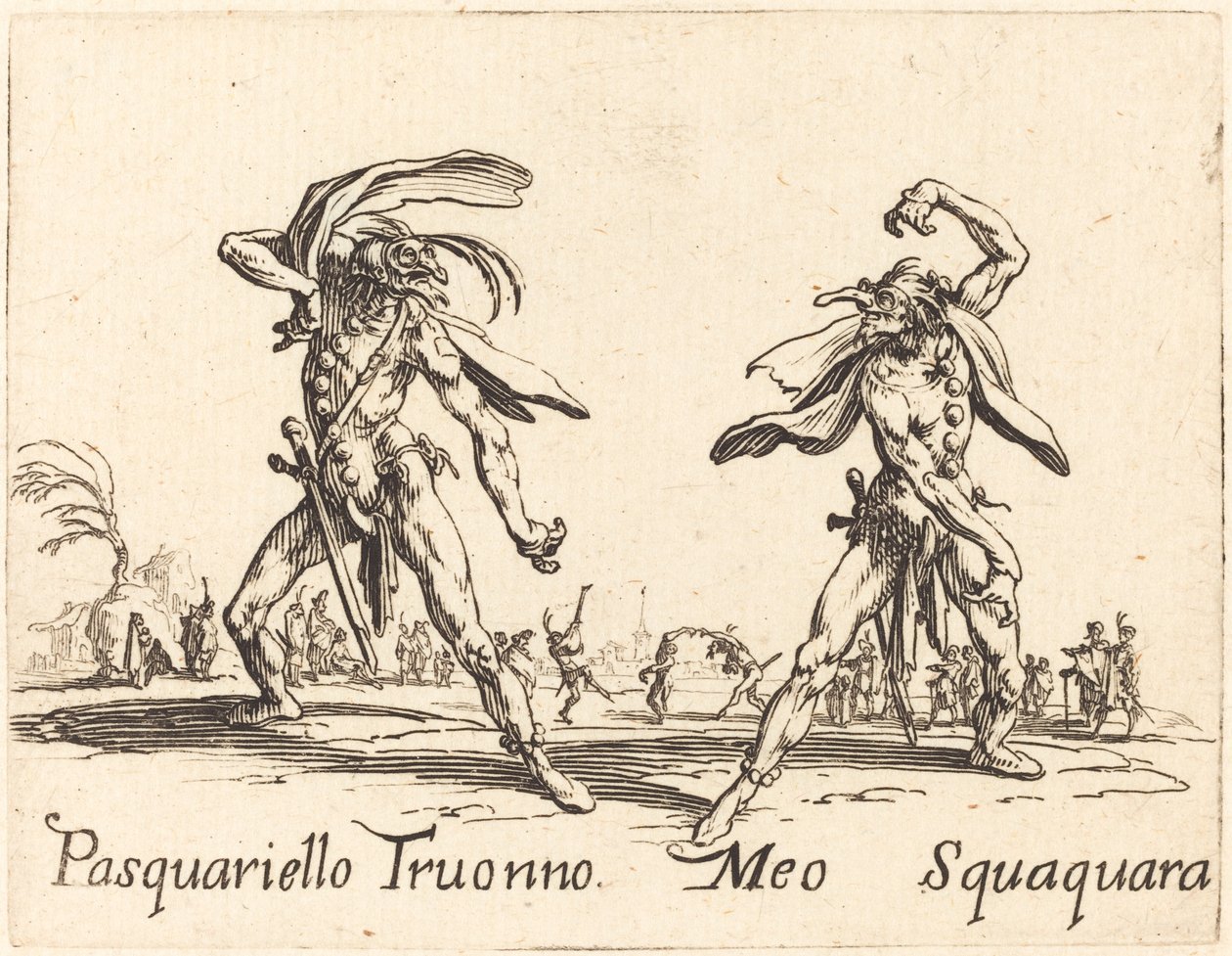 Pasquariello Truonno e Meo Squaquara de Jacques Callot