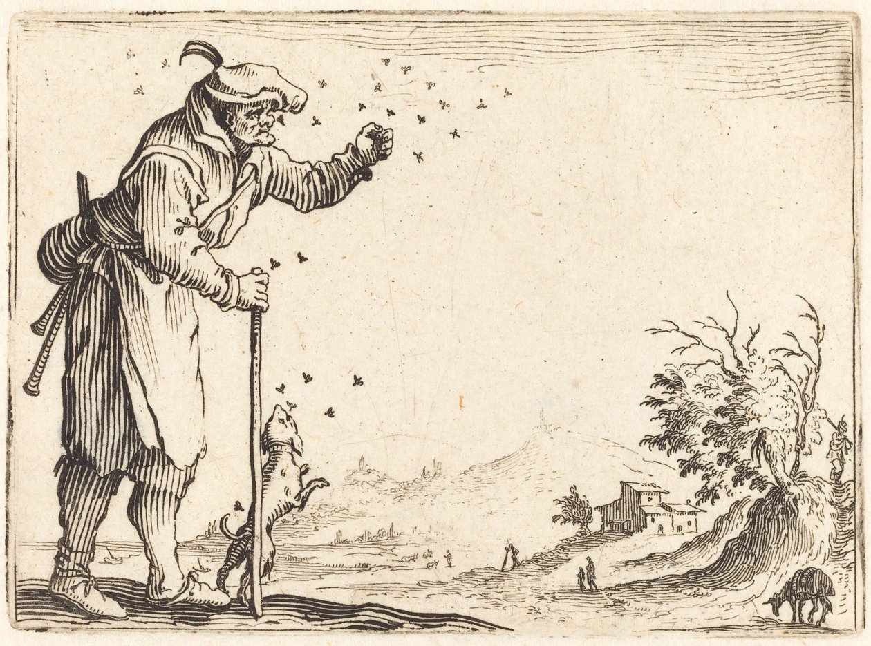 Camponês atacado por abelhas de Jacques Callot