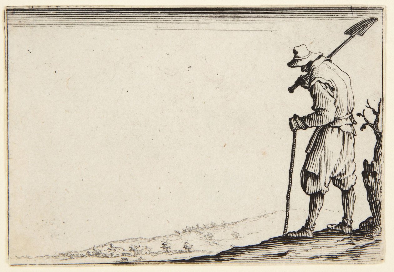 Camponês a carregar uma pá ao ombro de Jacques Callot