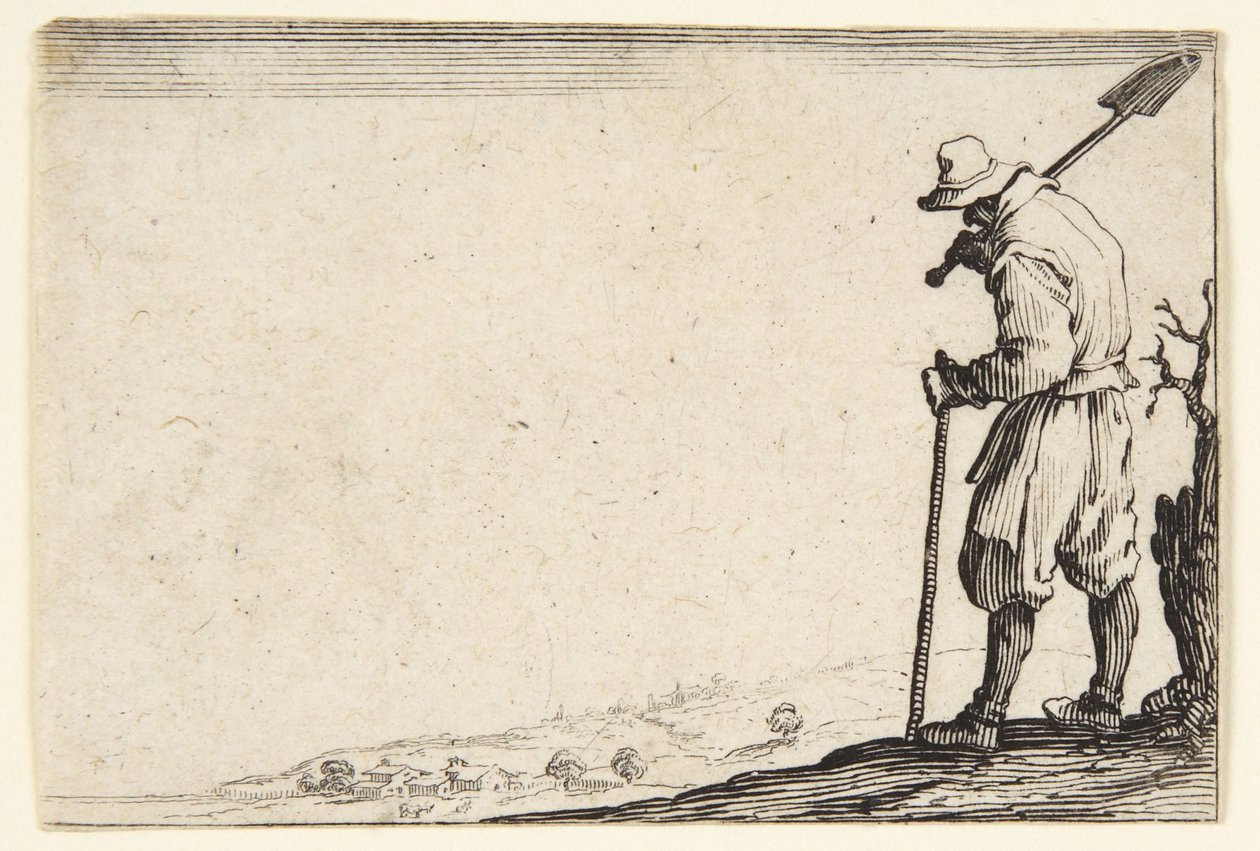Camponês com uma pá ao ombro de Jacques Callot