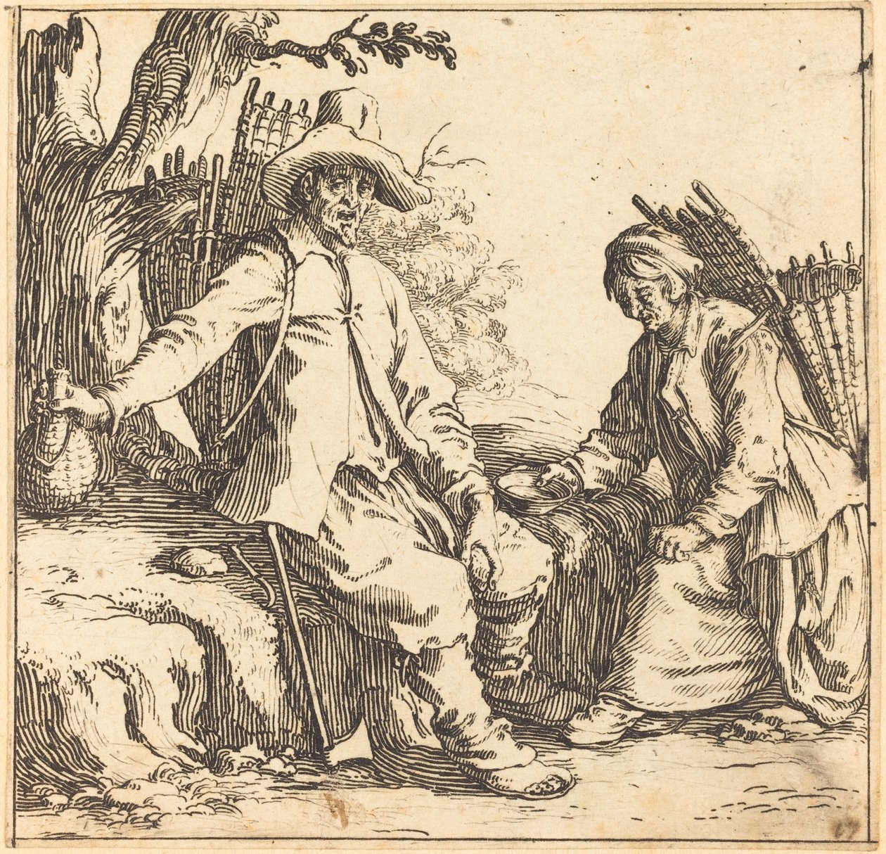 Casal de camponeses em descanso, c. 1621. de Jacques Callot