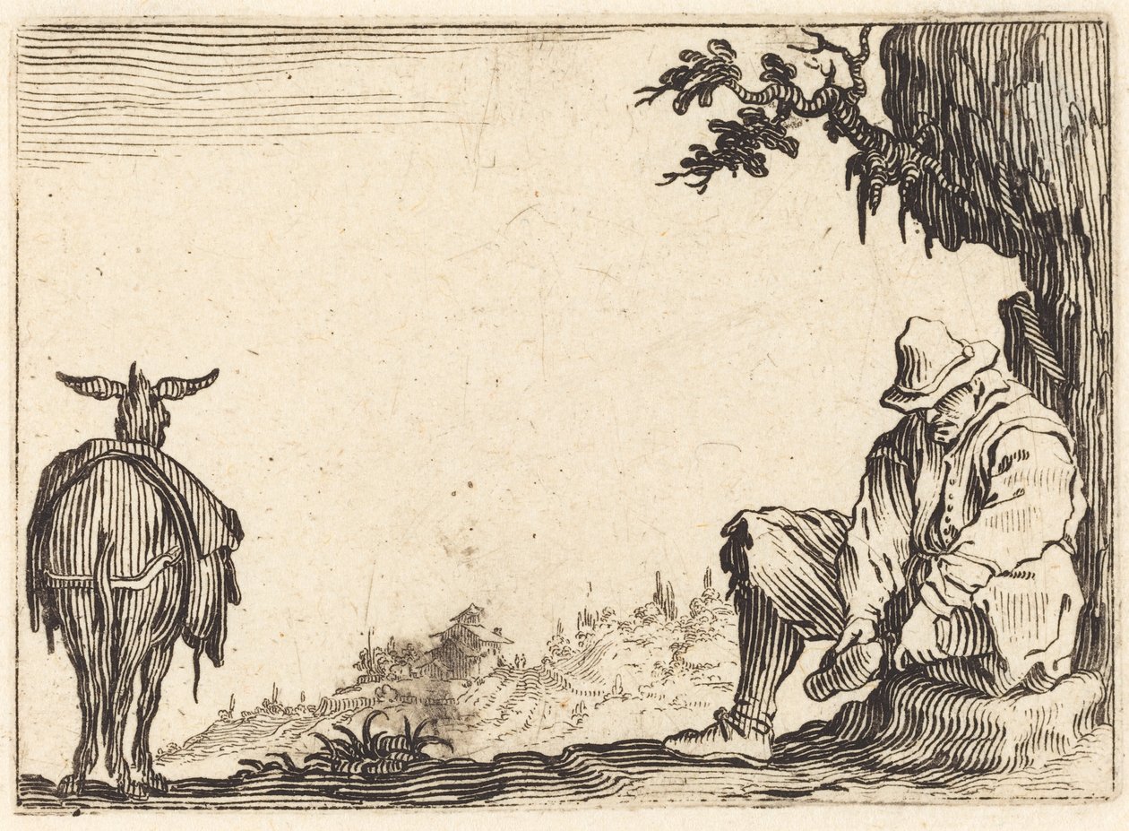 Camponês a tirar o sapato de Jacques Callot