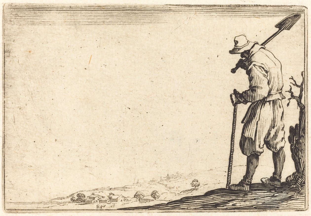 Camponês com pá no ombro de Jacques Callot