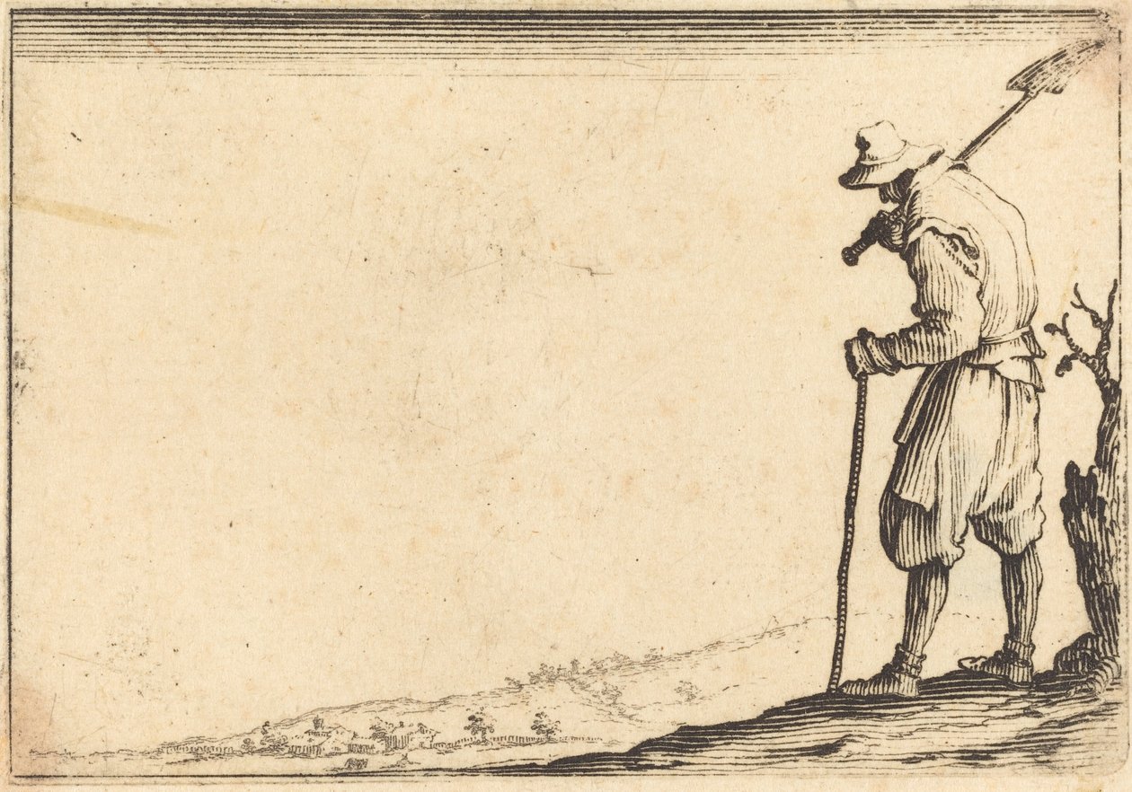 Camponês com pá no ombro de Jacques Callot