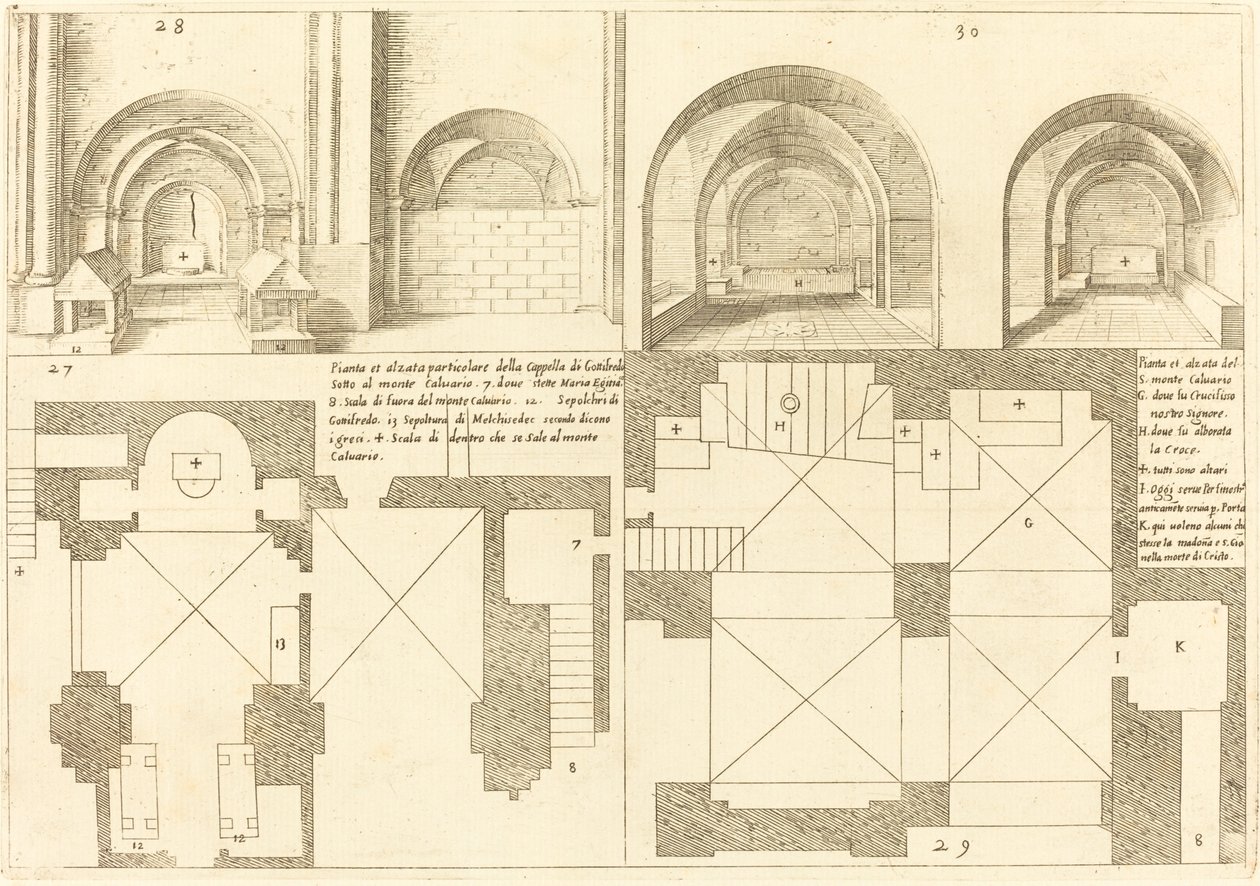 Planta e Elevação da Capela de Godefroy de Bouillon de Jacques Callot