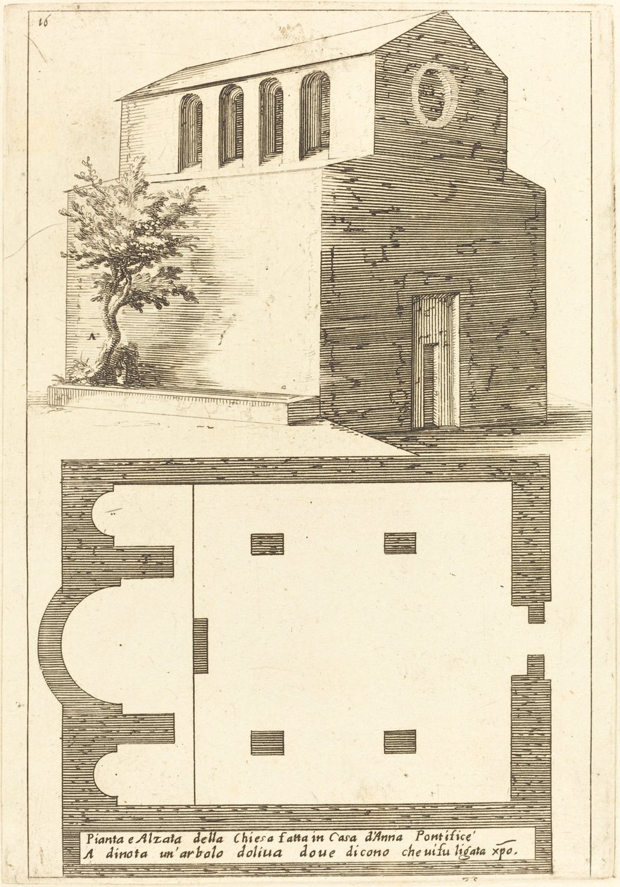 Planta e Elevação da Igreja perto da Casa de Anás de Jacques Callot