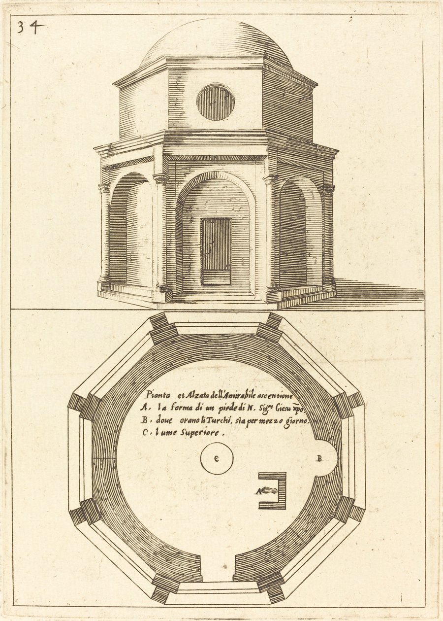 Plano e Elevação da Igreja da Ascensão de Jacques Callot