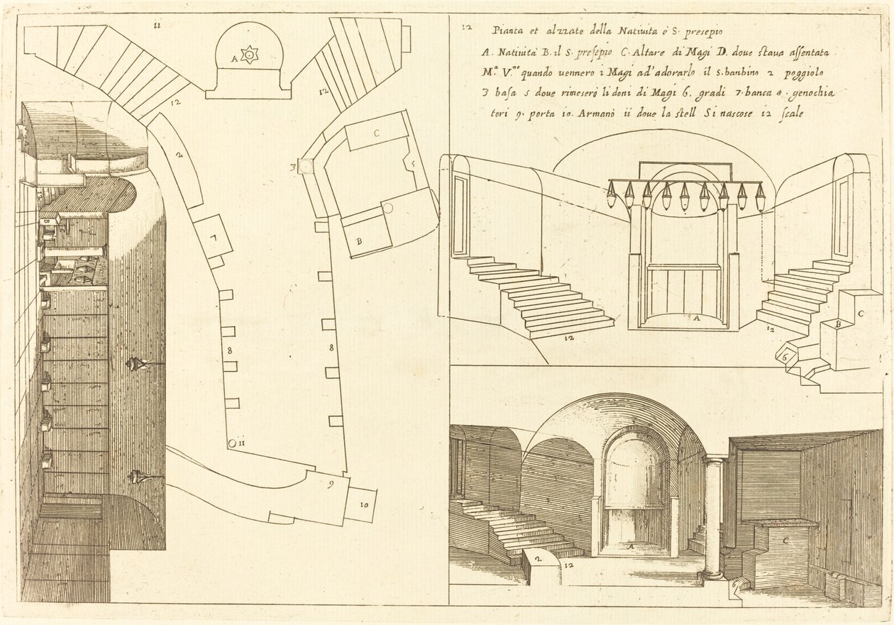 Planta e Elevação da Igreja da Santa Natividade de Jacques Callot
