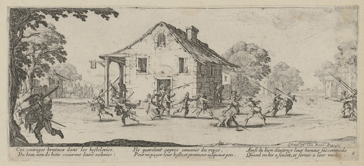 Saque, página 4 da série «Os horrores da guerra» de Jacques Callot