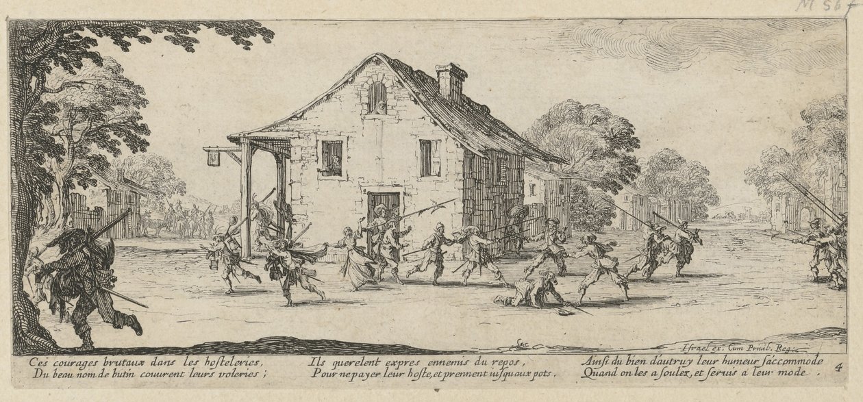 Saque, página 4 da série «Os horrores da guerra» de Jacques Callot