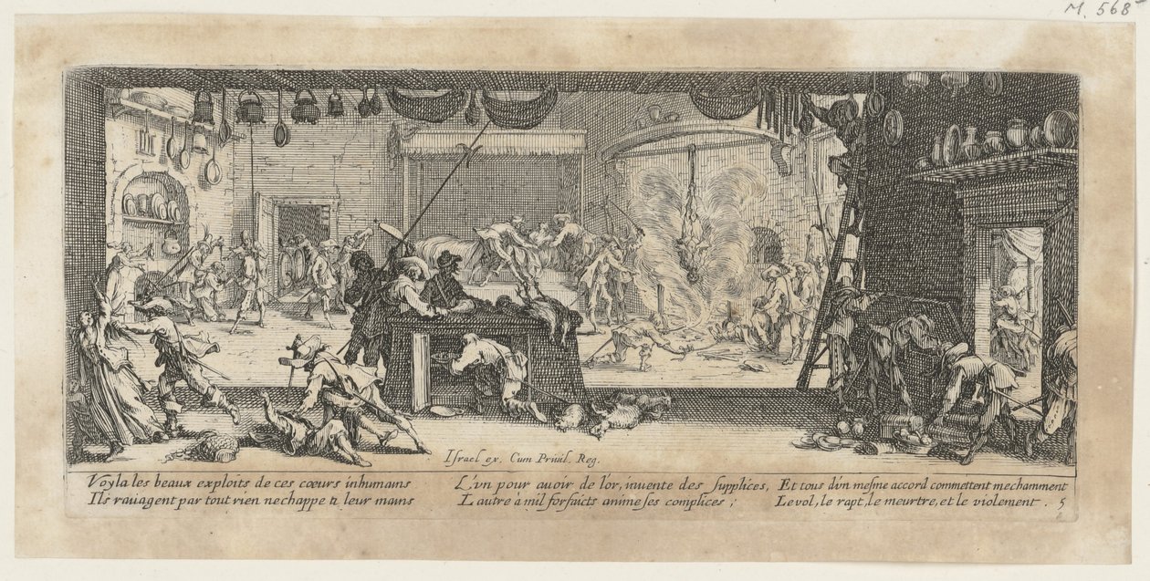 Saque a uma quinta, folha 5 da série «Os horrores da guerra» de Jacques Callot