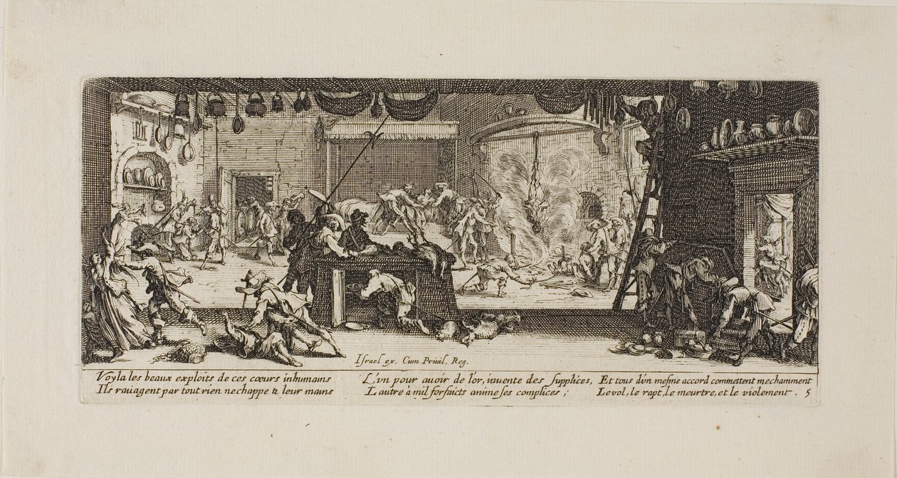 Pilhagem de uma grande quinta, prato cinco de As misérias da guerra de Jacques Callot