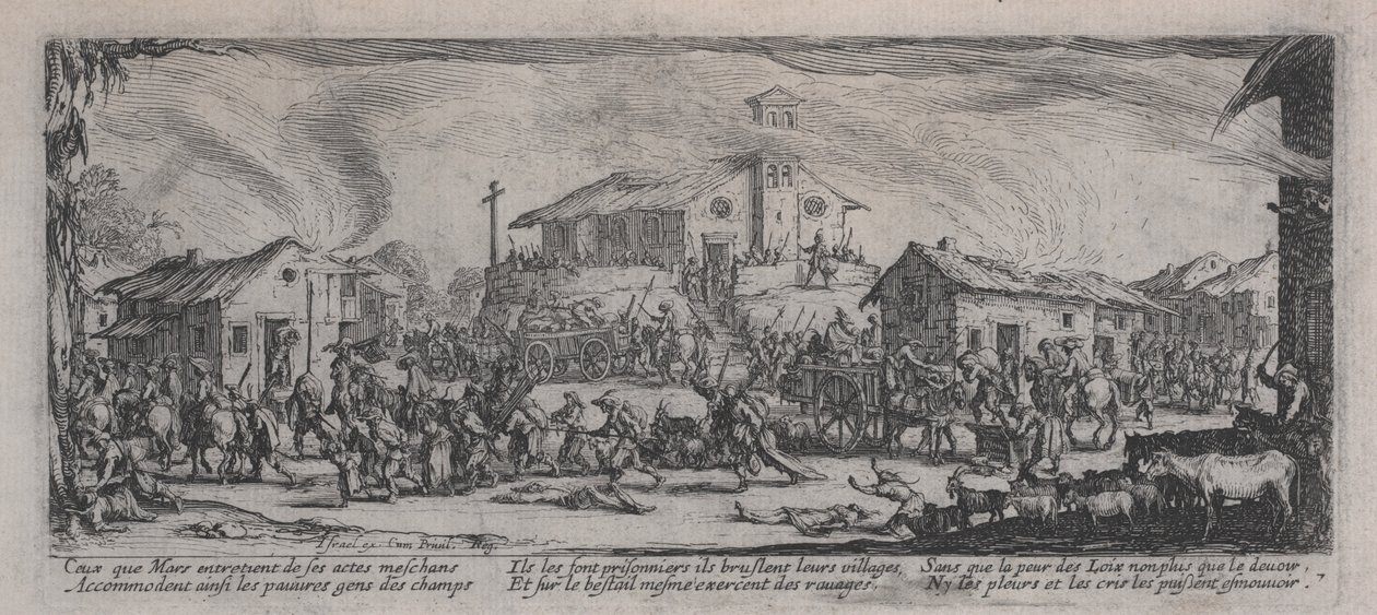 Pilhagem de uma vila, de &39;The Miseries of War&39; de Jacques Callot