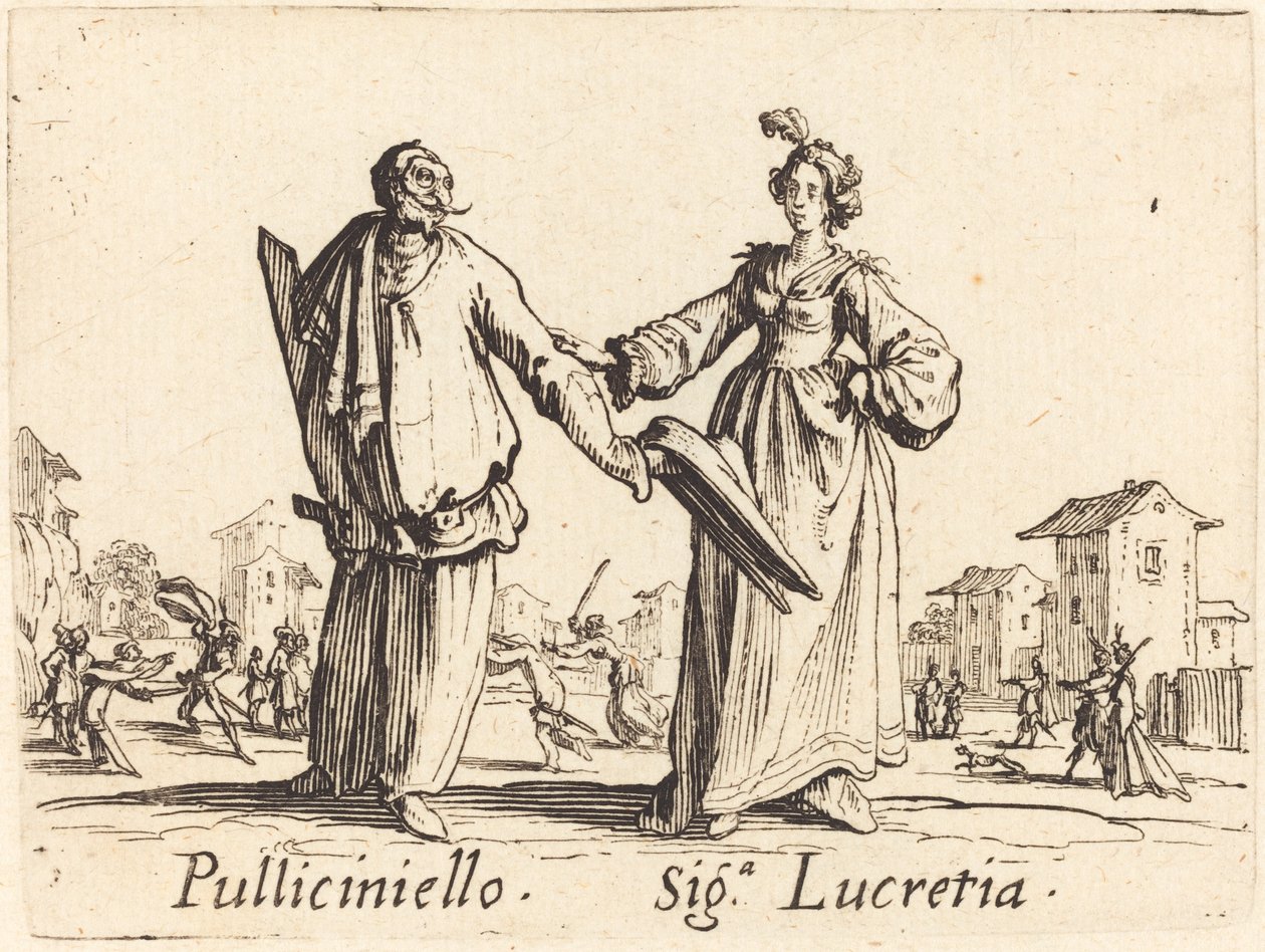 Pulliciniello e Siga. Lucrécia de Jacques Callot