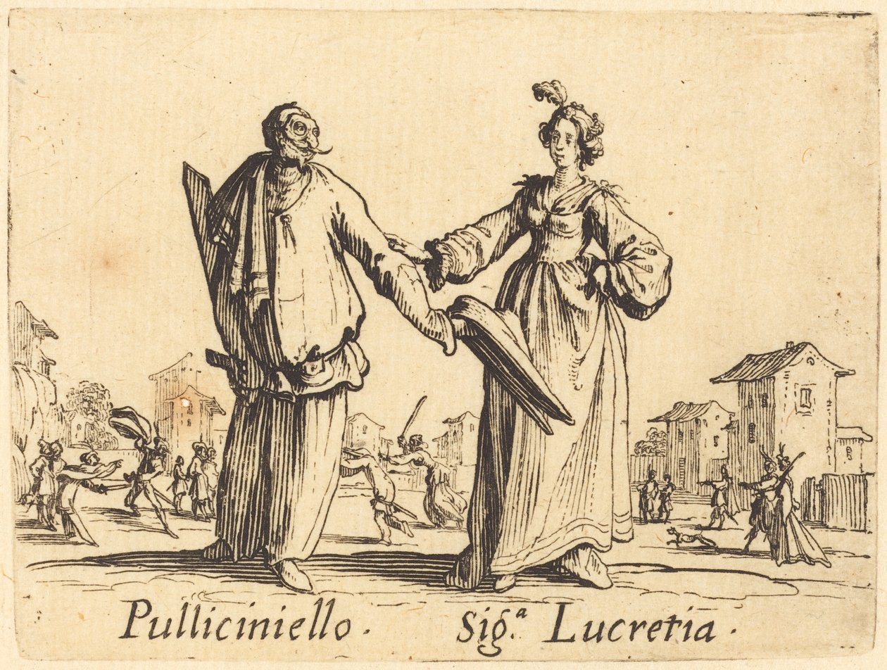 Pulliciniello e Siga. Lucrécia de Jacques Callot