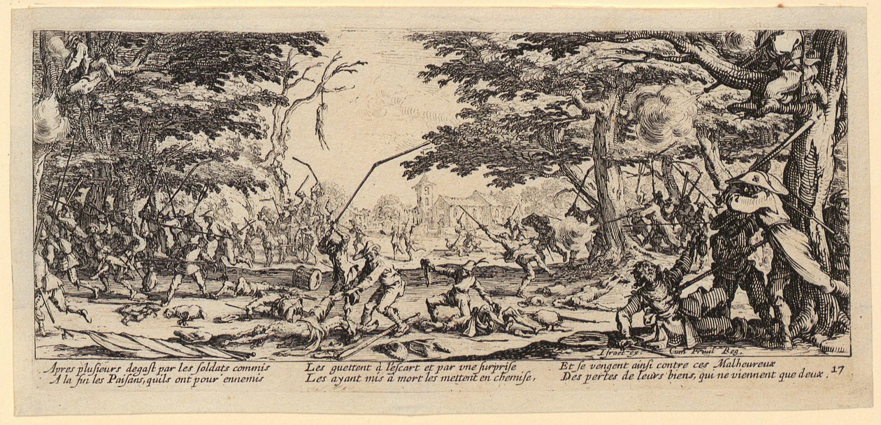 A Vingança dos Camponeses, página 17 do episódio «Os Horrores da Guerra» de Jacques Callot